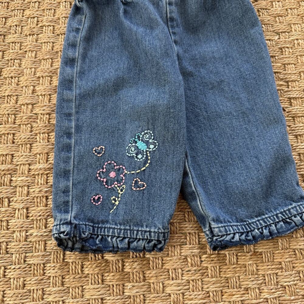 Vintage KRU Supplies Elastic Baby Girl’s Embroidery Jeans Size 3/6 Months - Picture 2 of 9